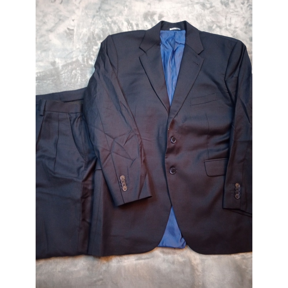 MTailor Custom Suit Mens Navy Blue 2pc Blazer Pants See Measurements Wool Career
